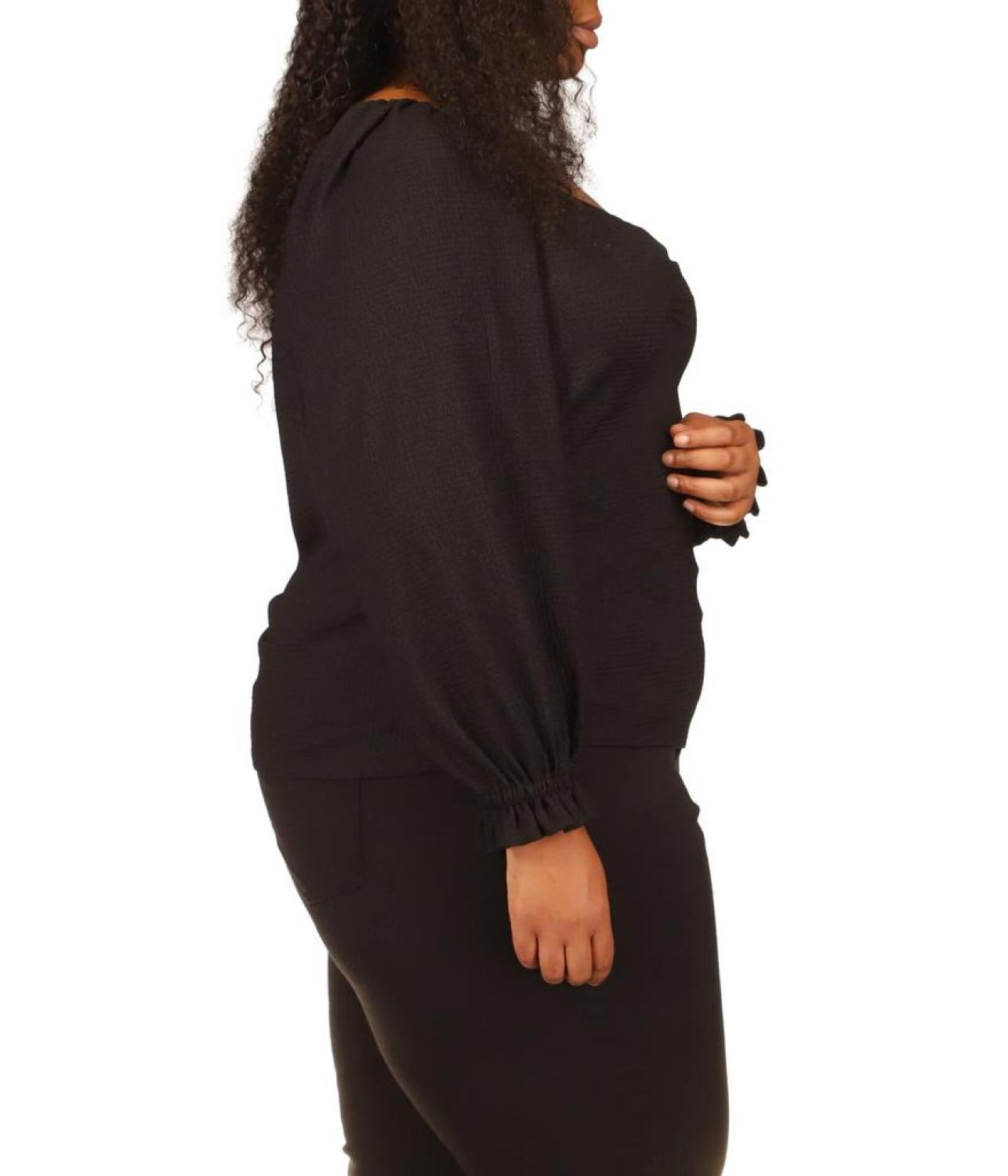 Plus Size Long Sleeve Puff Sleeve Ruched Top