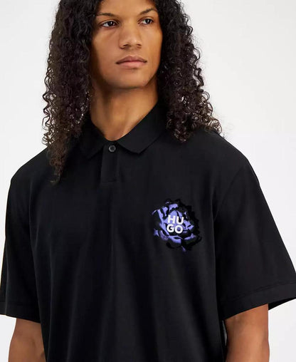 Men's Relaxed Fit Single-Button Short Sleeve Logo Polo Shirt