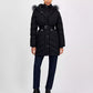 Women's Faux-Fur-Trim Hooded Belted Puffer Coat