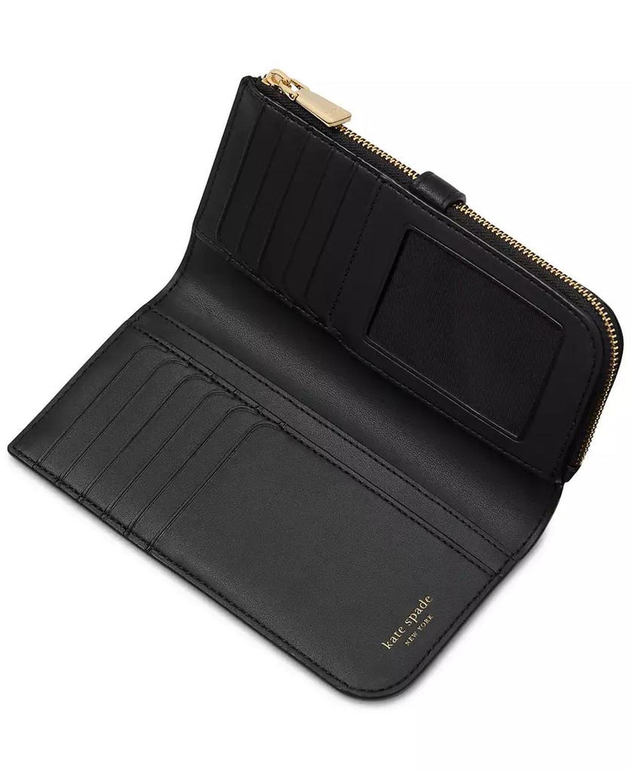 Deco Pebbled Leather Zip Slim Wallet