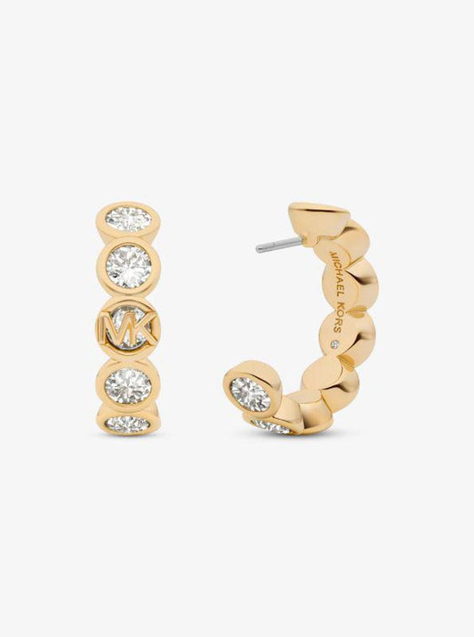 Precious Metal-Plated Cubic Zirconia Hoop Earrings