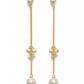 Imitation Pearl and Cubic Zirconia Chain Linear Earrings