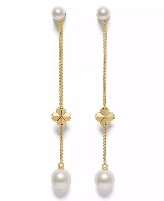 Imitation Pearl and Cubic Zirconia Chain Linear Earrings