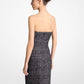Glen Plaid Wool Blend Tweed Strapless Dress