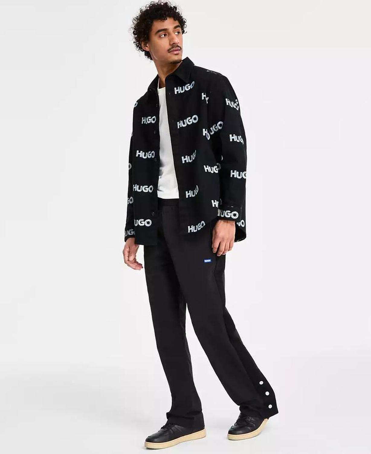 Men's Oversized-Fit Logo Shirt Jacket