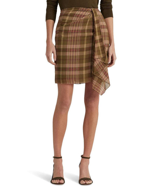 Petite Plaid Ruffle-Trim Georgette Skirt