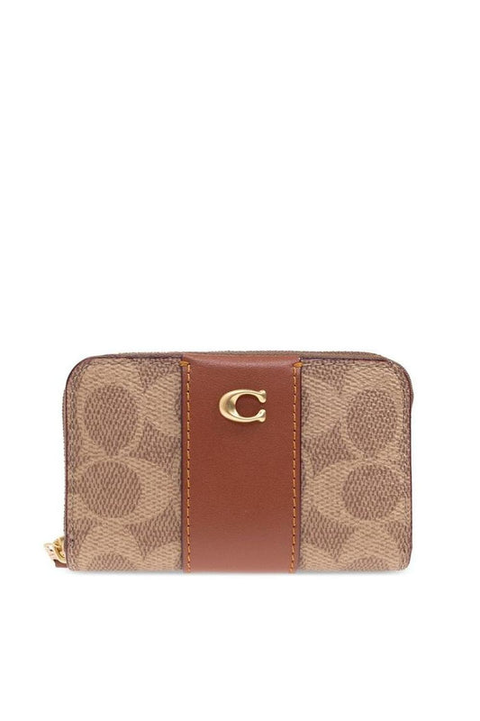 Coach Logo Plaque Zip-Around Wallet