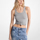 Tie-Front Ribbed Stretch Knit Tank Top
