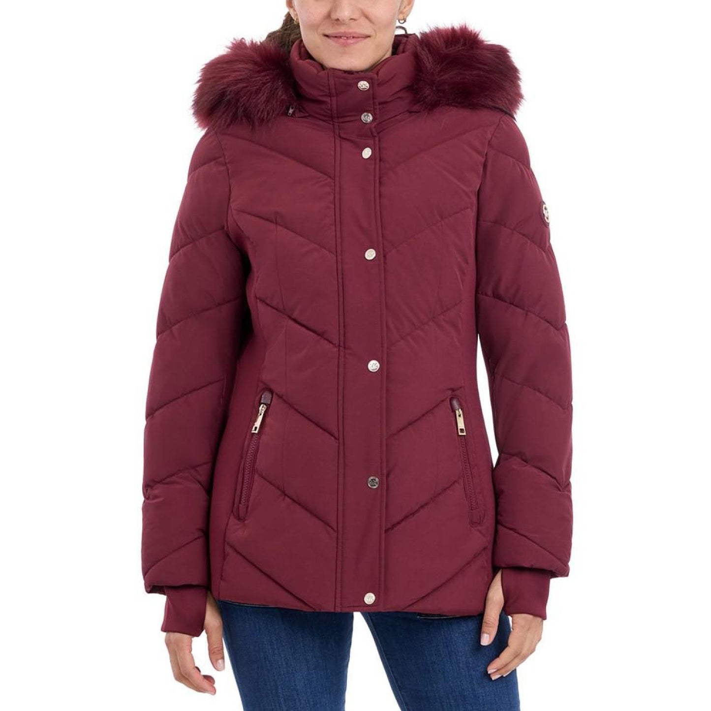 Women's Faux-Fur-Trim Hooded Puffer Coat, Created for Macy's