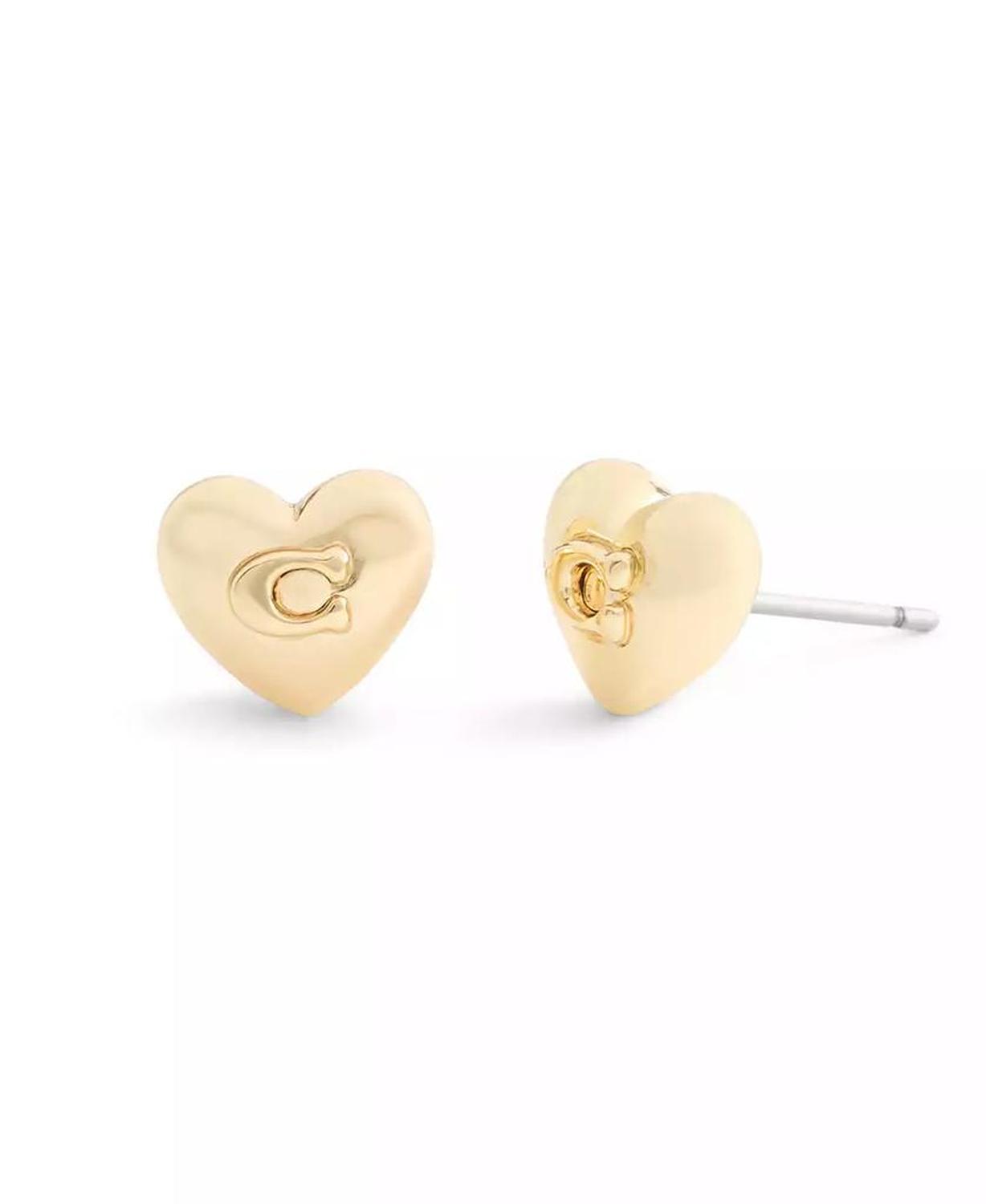 Gold Plated Heart Stud Earrings