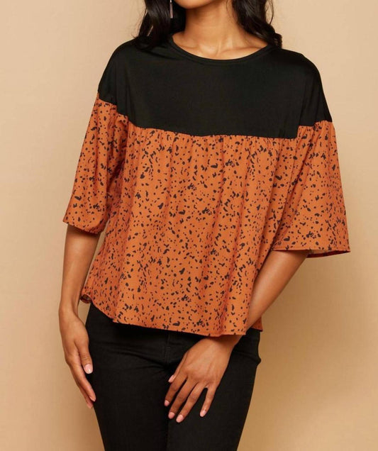 Celeste Top - Jungle Dot In Orange And Black