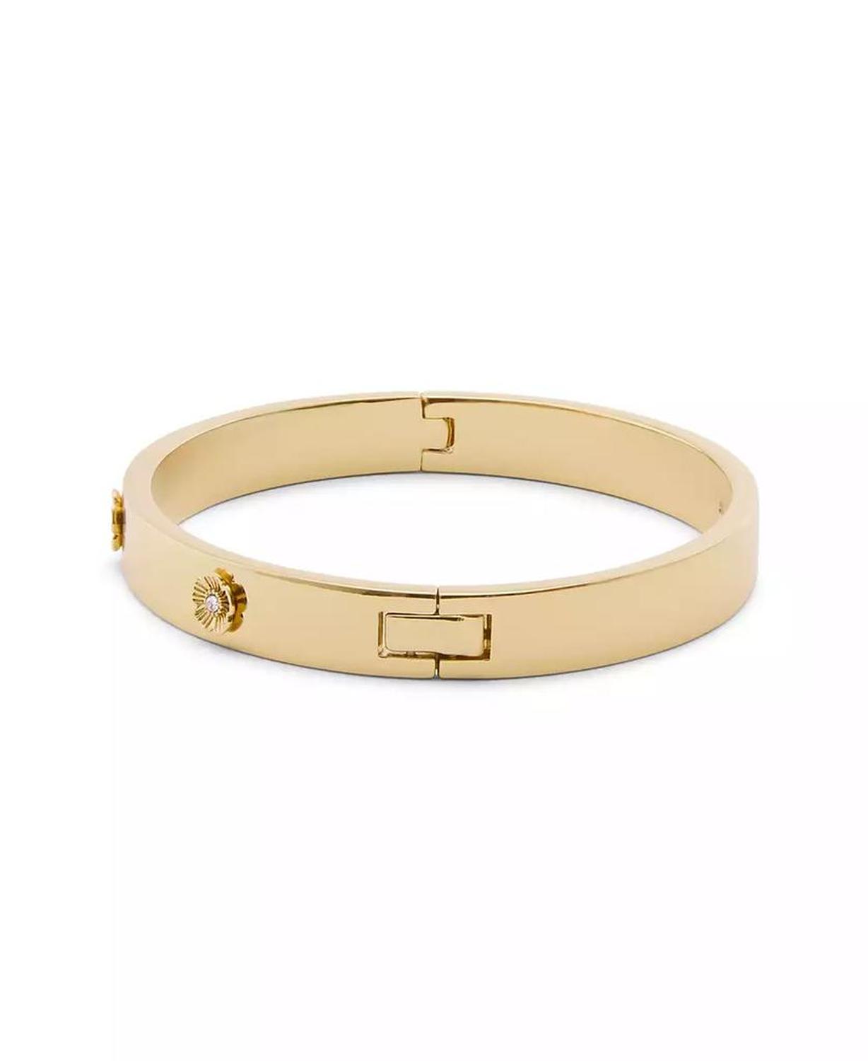 Signature Faux Stone Tea Rose Enamel Bangle Boxed Bracelet