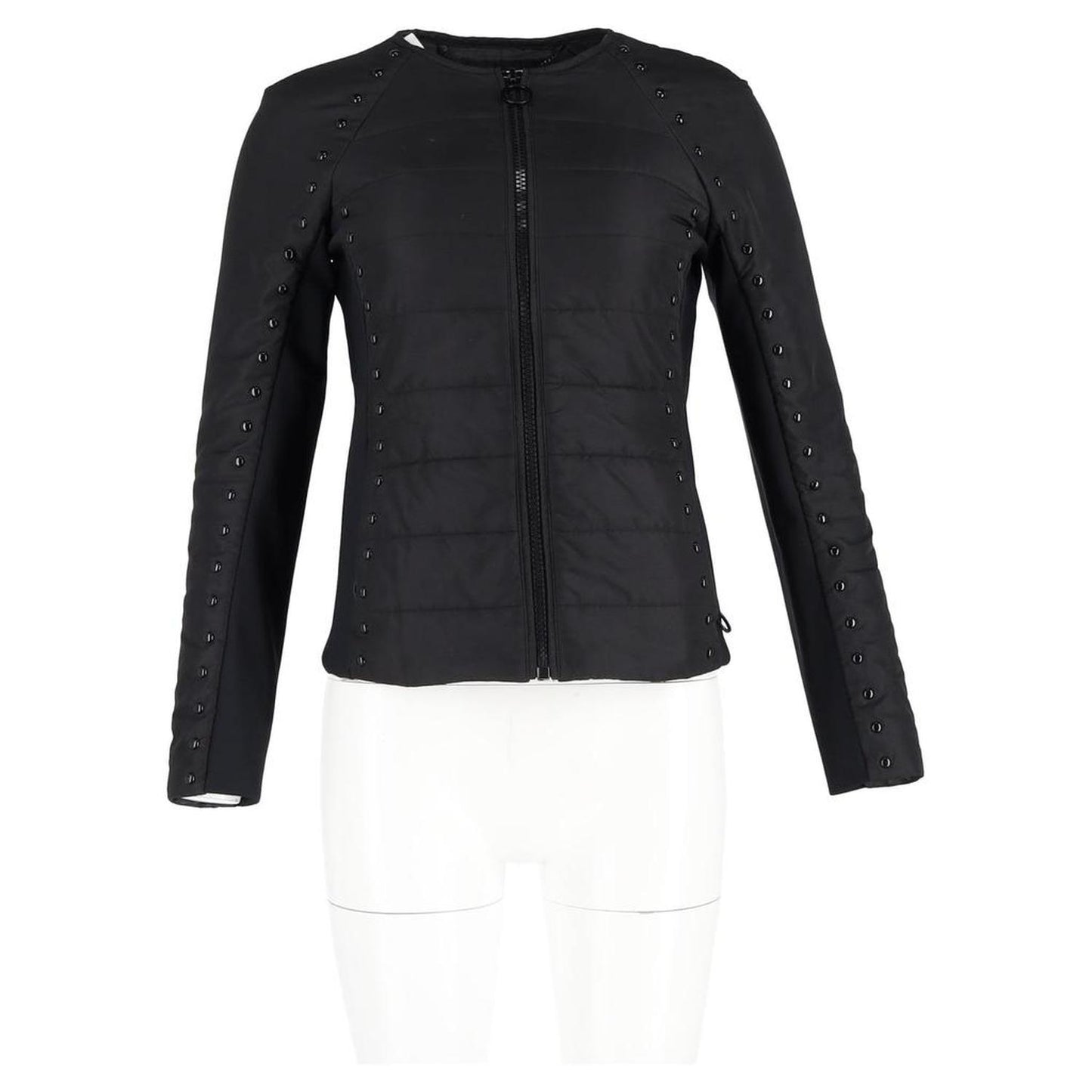 Quilted Jacket with Studs in Black Nylon