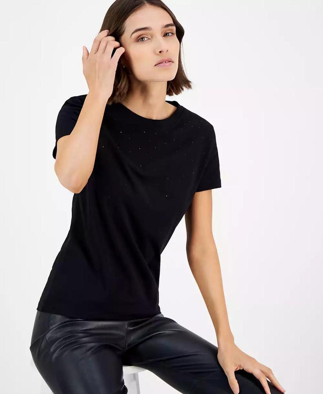Women's Embellished Crewneck Short-Sleeve Top