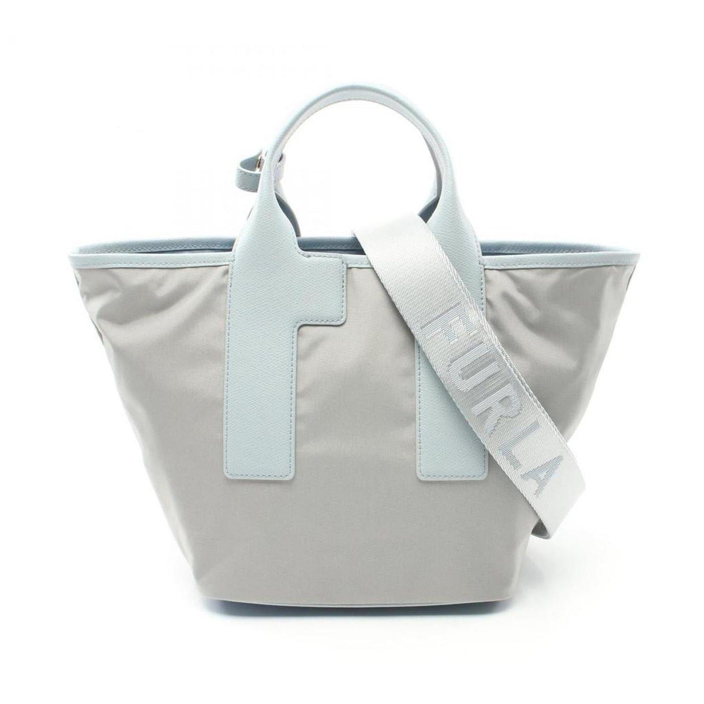 blue  Leather Nylon Canvas Handbag