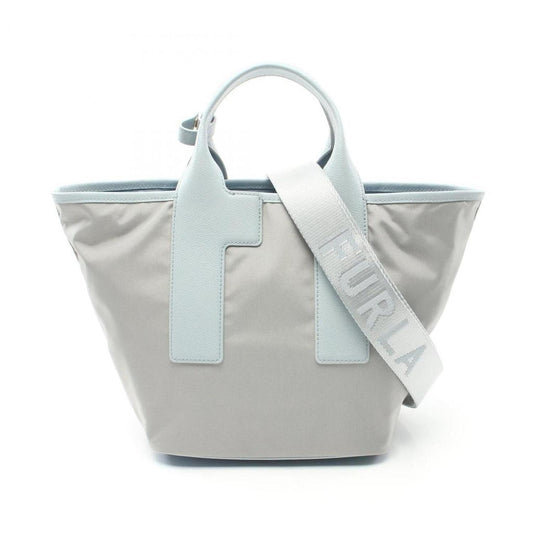 blue  Leather Nylon Canvas Handbag