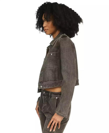 MICHAEL Women's Cropped Denim Trucker Jacket