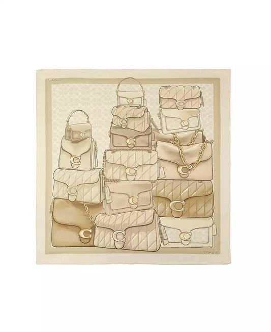 Stacked Tabby Bags Print Silk Square Scarf