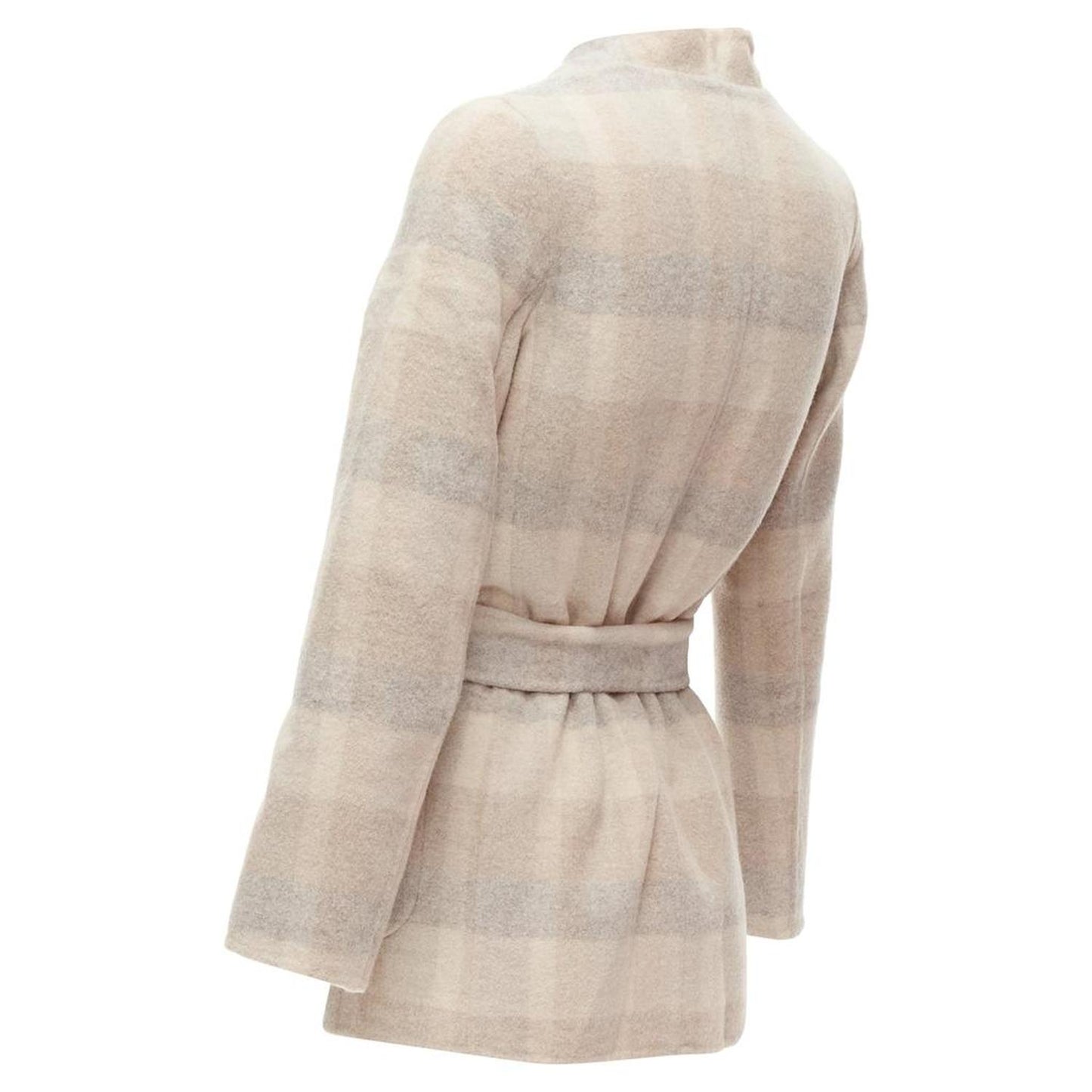 Cucito Amano Double Face Angora Wool Checked Belt Jacket