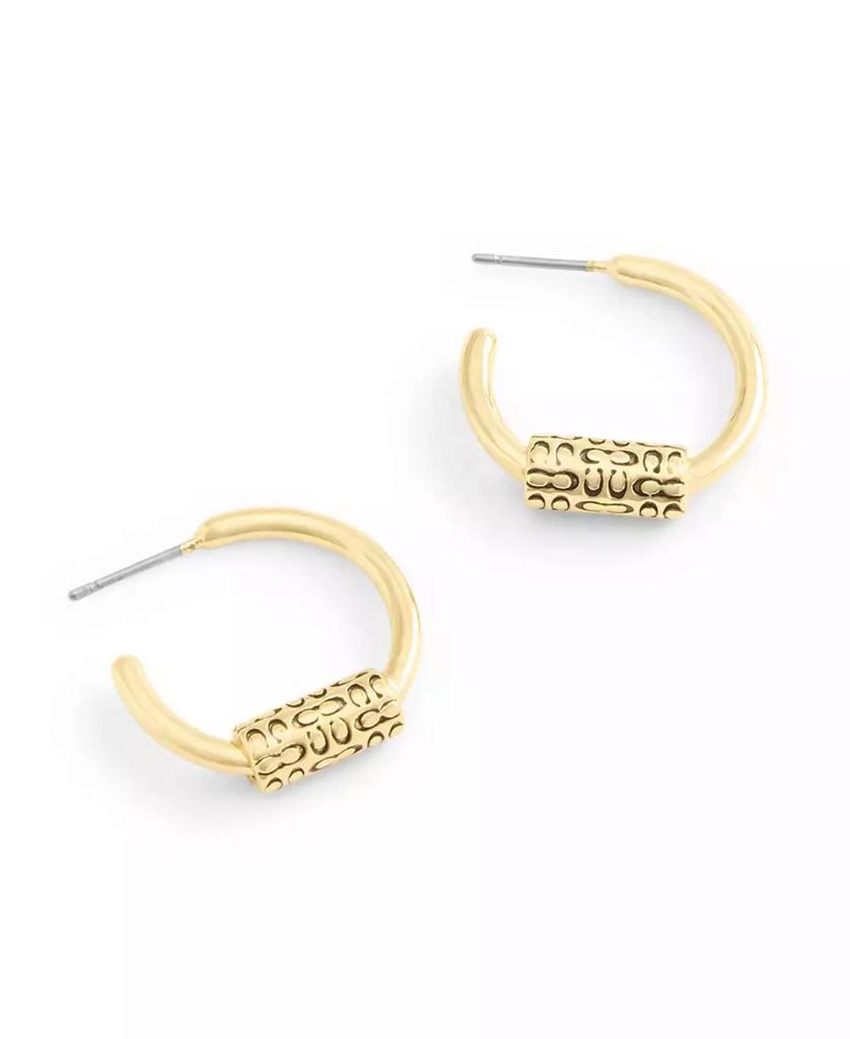 Small Signature Quilted Tube Huggie Earrings