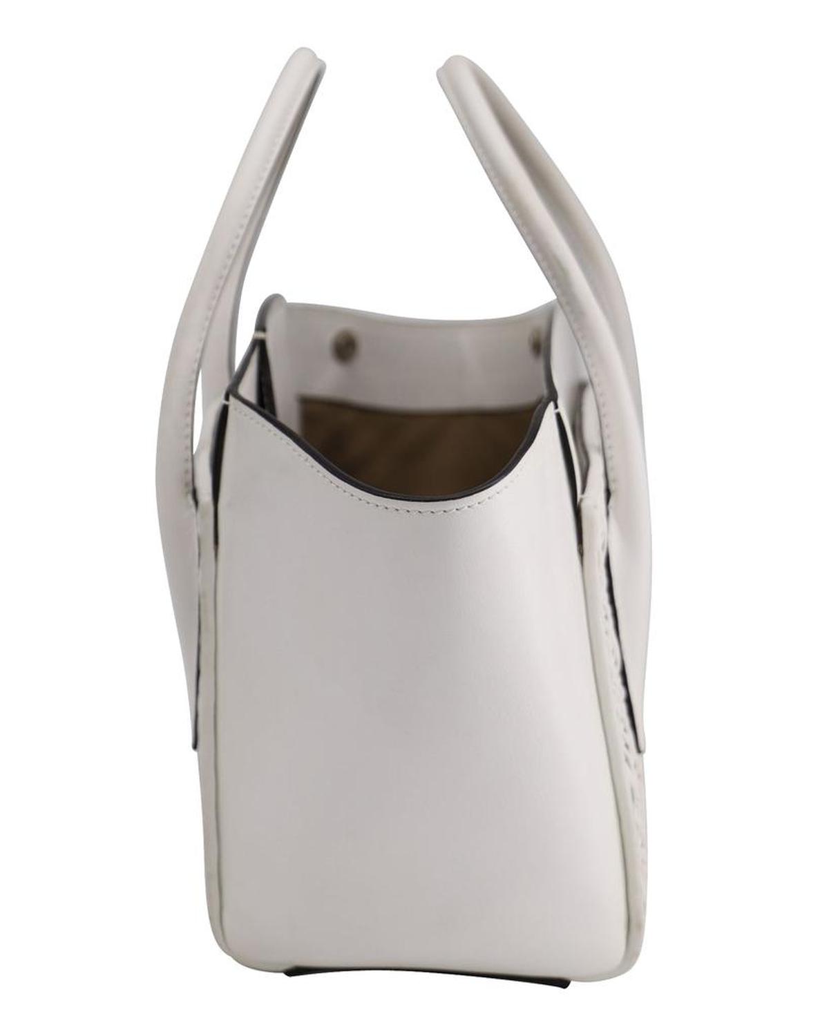 Bancroft Medium Woven Satchel in White Calf Leather