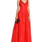 Taffeta Satin Ball Gown Embellished Dress In Red