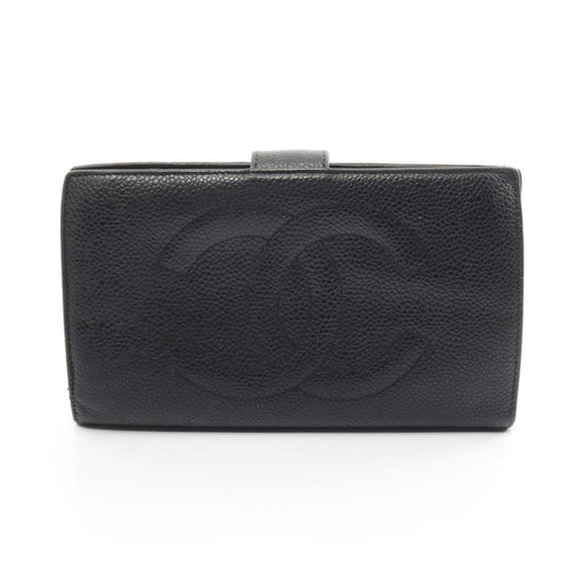 Coco Mark Bi-Fold Long Wallet Caviar Skin  Gold Hardware