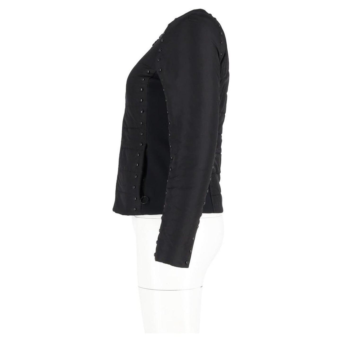 Quilted Jacket with Studs in Black Nylon