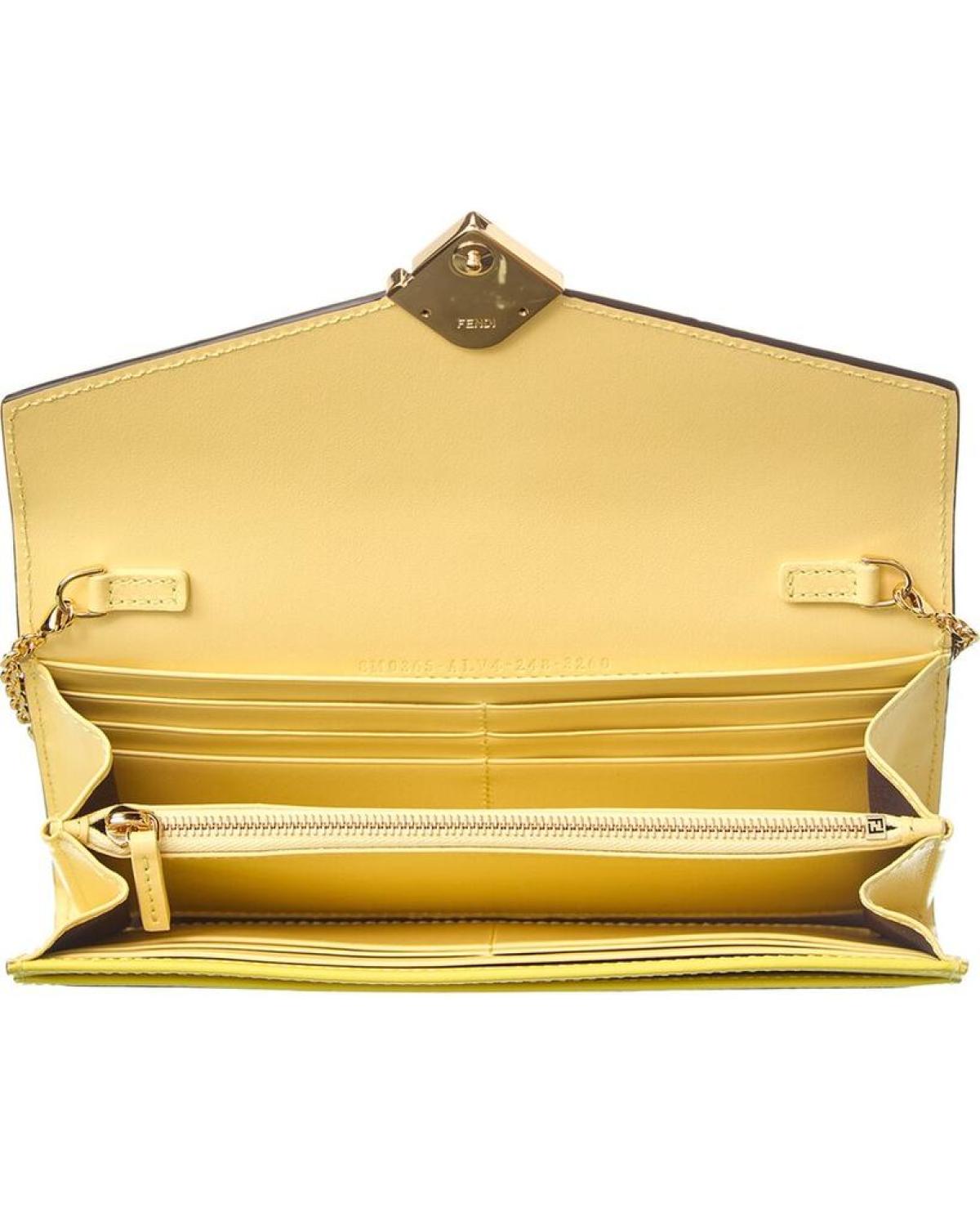 FENDI FF Diamonds Leather Wallet On Chain