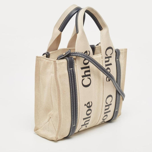 Chloe  Canvas And Leather Small Woody Tote