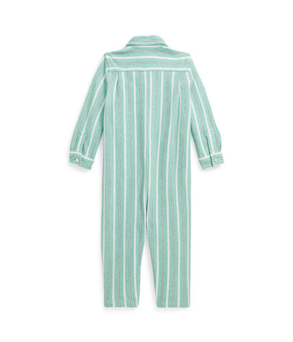 Striped Knit Cotton Oxford Coverall (Infant)
