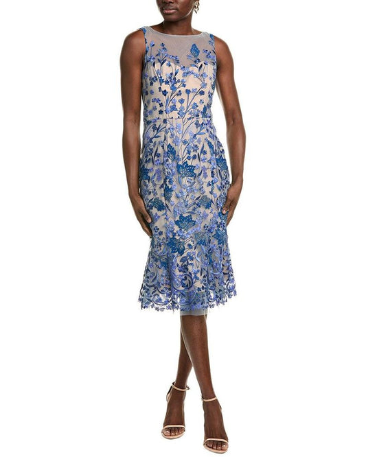 Embroidered Tulle Midi Dress