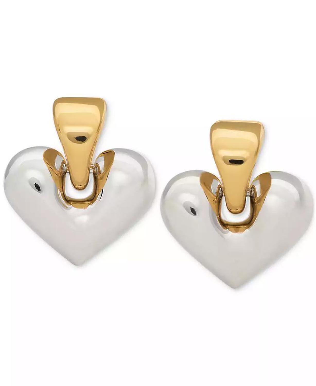 Two-Tone Sculpted Spade Drop Earrings
