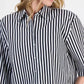 Women's Striped Cotton Elbow-Sleeve Button-Front Shirt