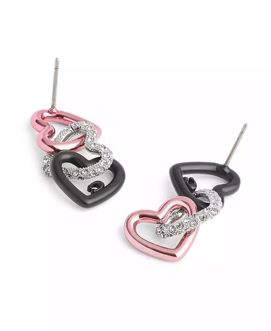 Faux Stone Signature Heart Link Drop Earrings