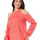 Metallic Stripe Cold-Shoulder Top
