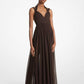 Hand-Gathered Silk Chiffon Split-Strap Gown