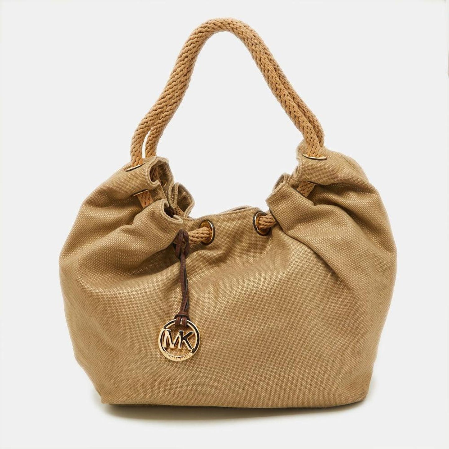 Michael Michael Kors Beige Metallic Canvas Ring Tote