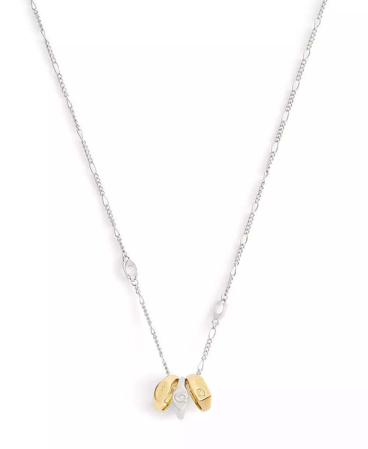 Two-Tone Signature Signet Rondelle Pendant Necklace
