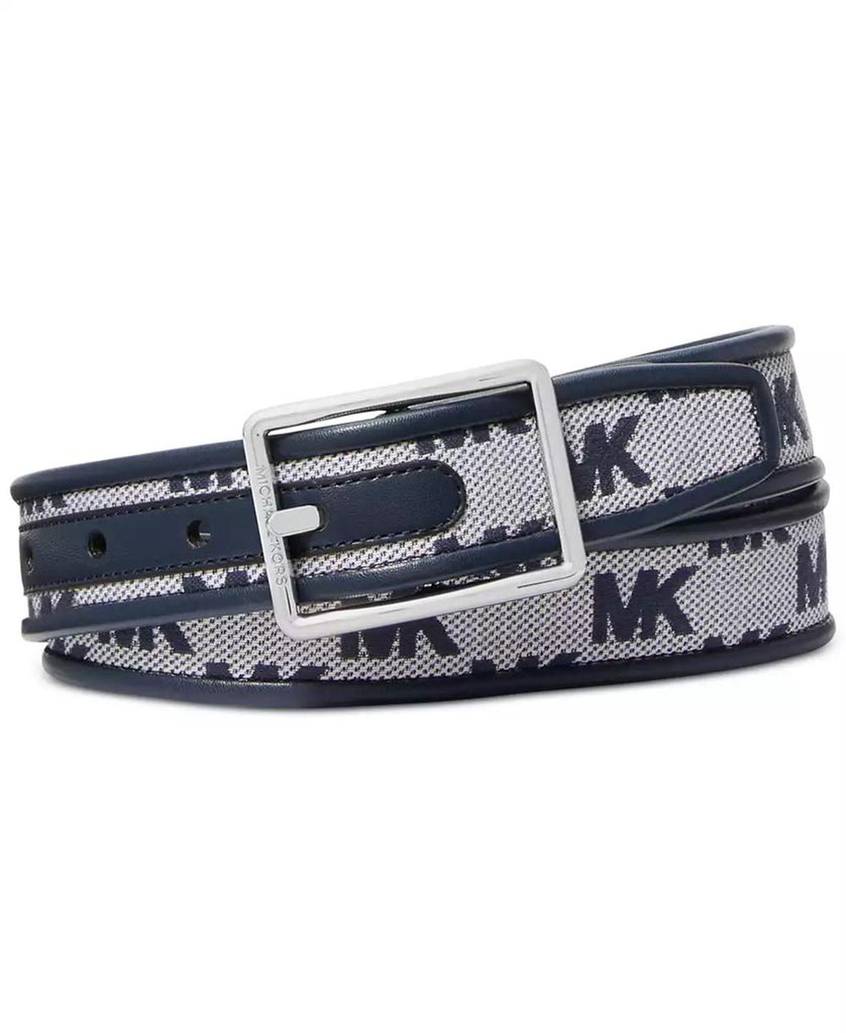 Men's Leather Reversible MK Logo Swivel Belt