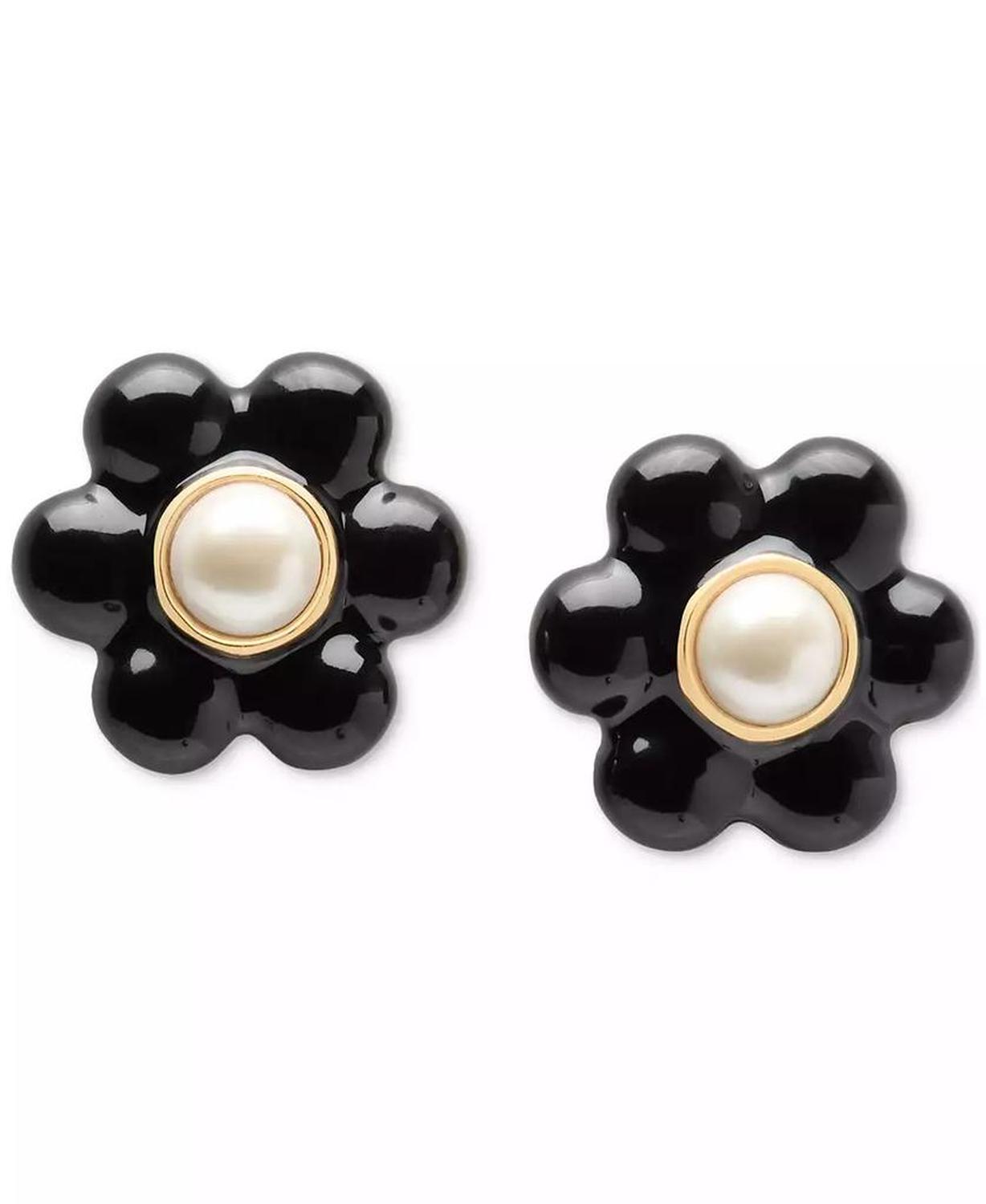 Gold-Tone Petal Puff Floral Stud Earrings