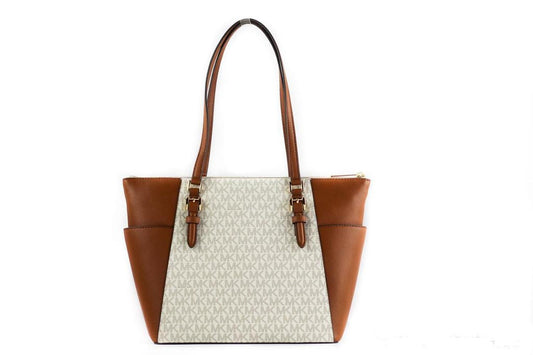 Charlotte Signature Leather Large Top Zip Tote Handbag Bag Women's