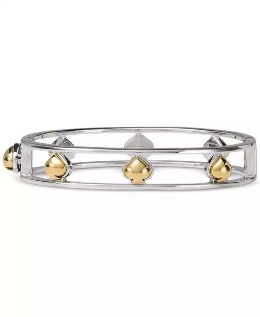 Two-Tone Sculpted Spade Cut Out Bangle Bracelet