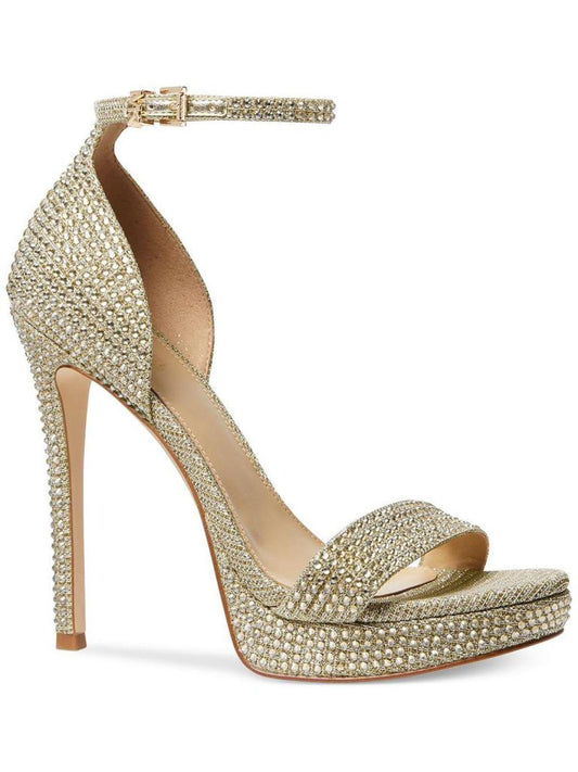 Jordyn Womens Embellished Ankle Strap Platform Heels