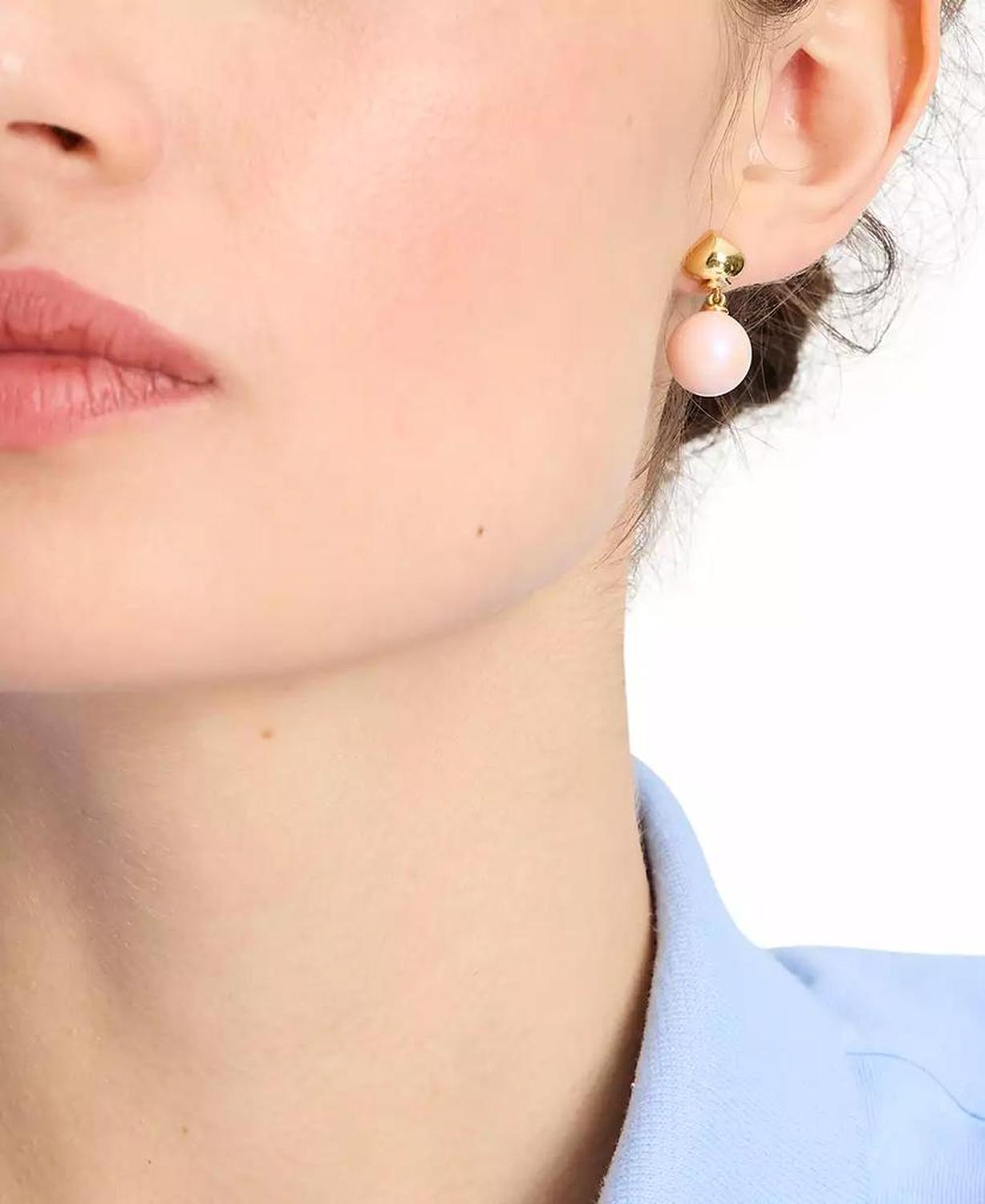 Gold-Tone Spade & Imitation Pearl Drop Earrings
