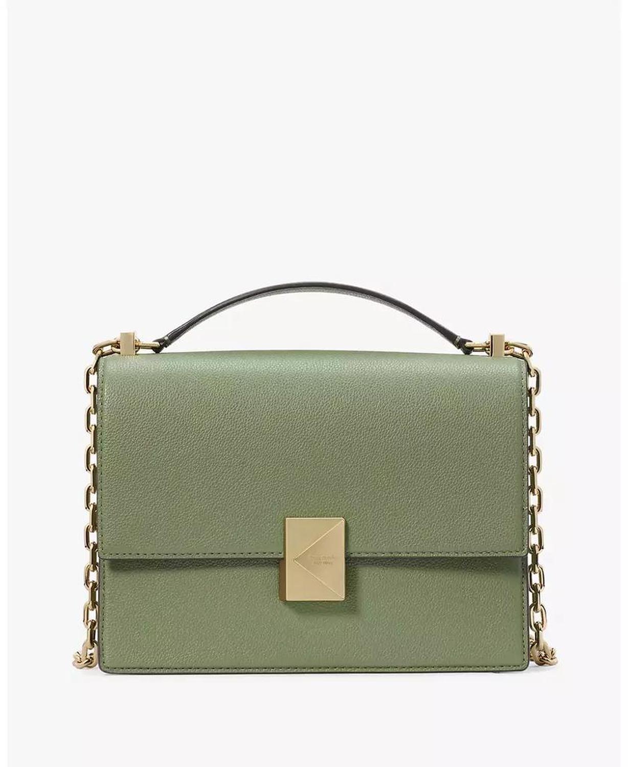 Deco Pebbled Leather Chain Shoulder Bag