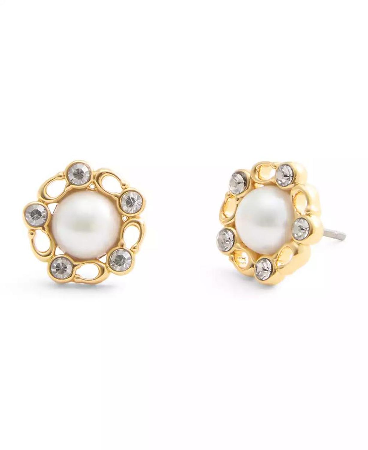 Faux Stone Signature Heritage Cultivated Pearl Stud Earrings