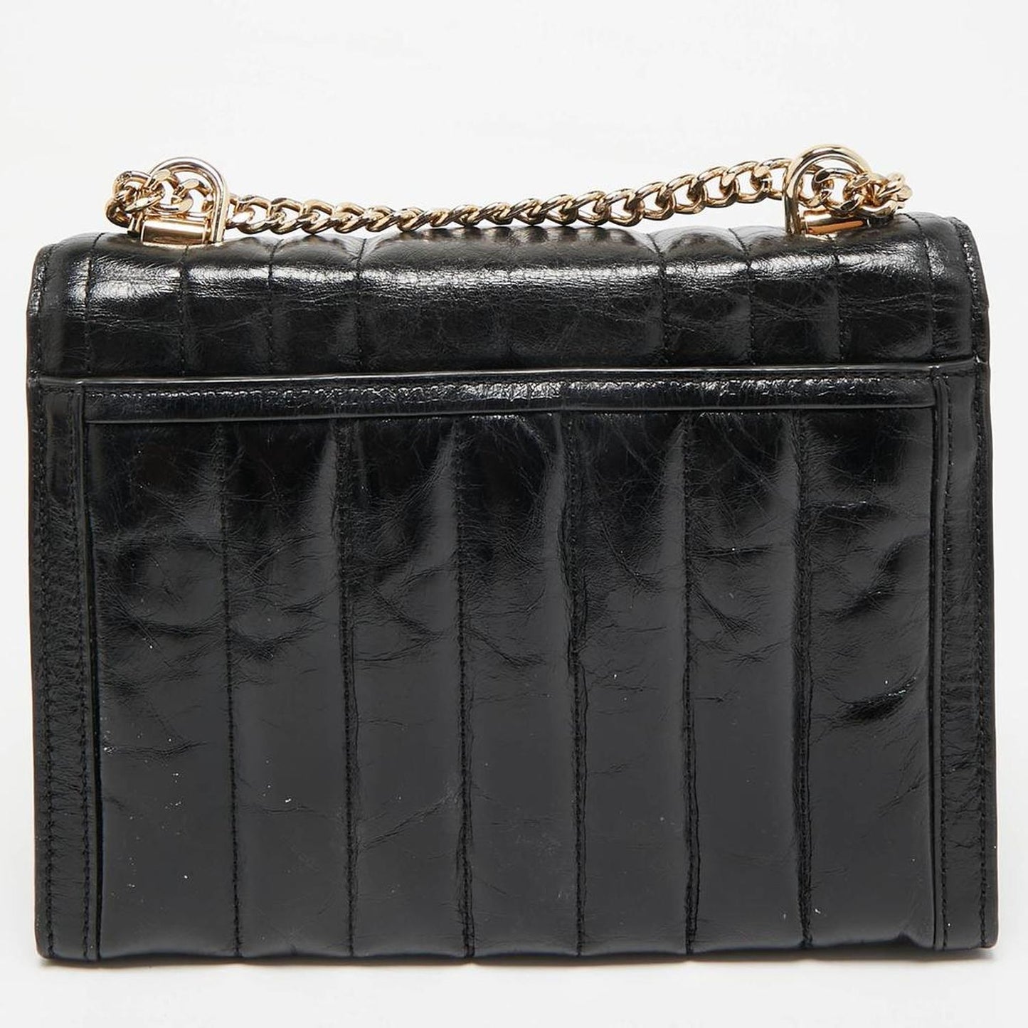 Black Quilted Glossy Leather Large Whitney Shoulder Bag