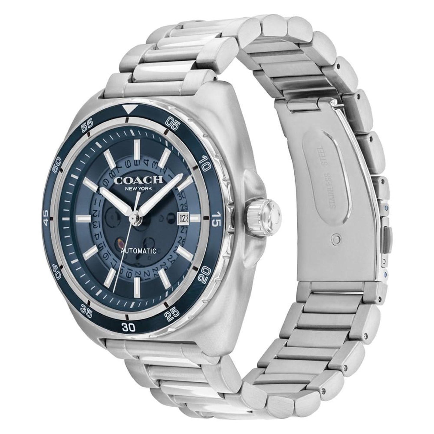 Men's Silver Charter Stainless Steel Watch 44.5mm