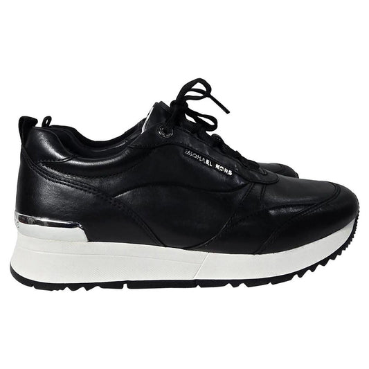 Allie Stride Trainer in Black Leather and Nylon